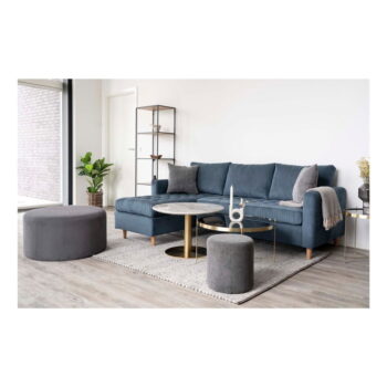Okrúhly konferenčný stolík v bielo–zlatej farbe s doskou v dekore mramoru 70x70 cm Bolzano – House Nordic - Image 6