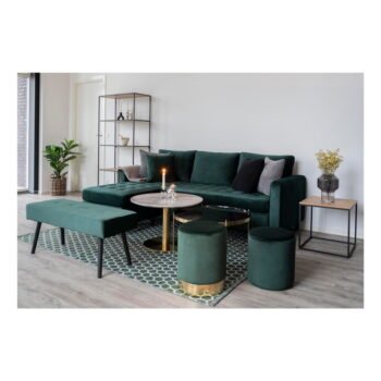 Okrúhly konferenčný stolík v bielo–zlatej farbe s doskou v dekore mramoru 70x70 cm Bolzano – House Nordic - Image 5
