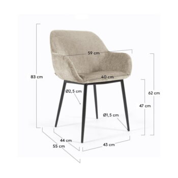 Béžové jedálenské stoličky v súprave 4 ks Konna – Kave Home - Image 8