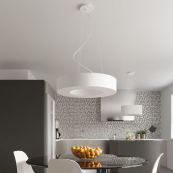Biele závesné svietidlo s textilným tienidlom ø 70 cm Galata Slim – Nice Lamps - Image 2