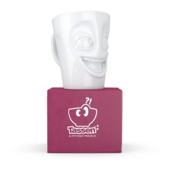 Biely vysmiaty porcelánový hrnček s uškom 58products, objem 350 ml - Image 3