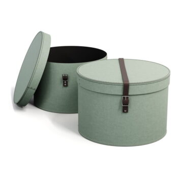 Kartónové úložné boxy s vekom v mentolovej farbe v súprave 2 ks ø 37,5x25,5 cm Rut – Bigso Box of Sweden - Image 4