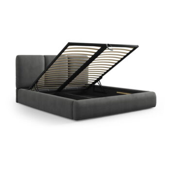Sivá čalúnená dvojlôžková posteľ s úložným priestorom s roštom 200x200 cm Brody – Mazzini Beds - Image 2