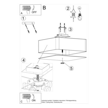 Biele stropné svietidlo so skleneno-textilným tienidlom 55x55 cm Kortez – Nice Lamps - Image 7