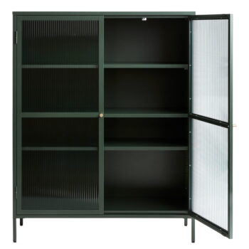 Zelená kovová vitrína Unique Furniture Bronco, výška 140 cm – Obrázok 2