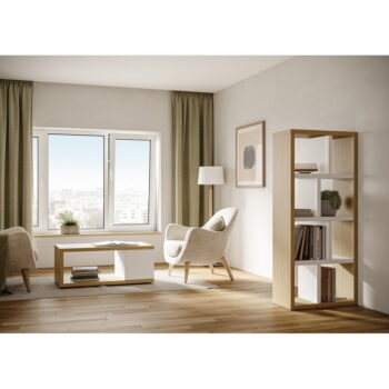 Knižnica v dekore duba v bielo-prírodnej farbe 70x159 cm Berlin – TemaHome - Image 2