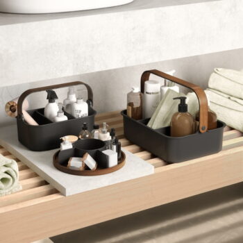 Čierny kúpeľňový organizér z recyklovaného plastu Bellwood – Umbra - Image 9