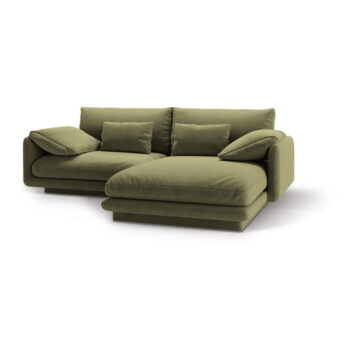 Svetlozelená rohová pohovka z textílie bouclé (pravý roh) Torino – Micadoni Home – Obrázok 2