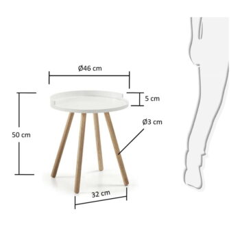 Biely odkladací stolík s drevenou podnožou Kave Home Bruk - Image 7