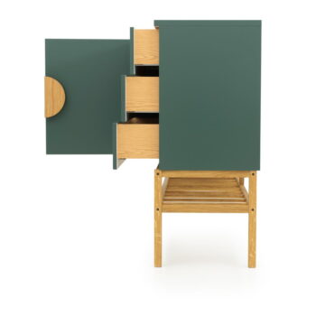 Zelený dvojdverový príborník s 3 zásuvkami s nohami z dubového dreva Tenzo Scoop, šírka 176 cm - Image 5