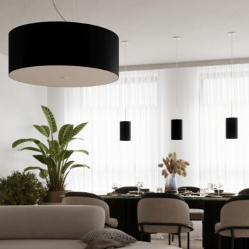 Čierne závesné svietidlo s textilným tienidlom ø 50 cm Volta – Nice Lamps - Image 2