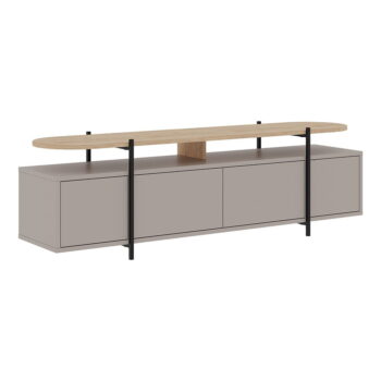 Sivo-béžový TV stolík v dekore duba 160x48 cm Hinoa – Marckeric – Obrázok 2