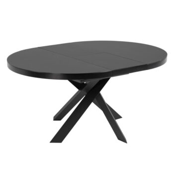 Čierny okrúhly rozkladací jedálenský stôl so sklenenou doskou ø 160 cm Vashti – Kave Home - Image 4