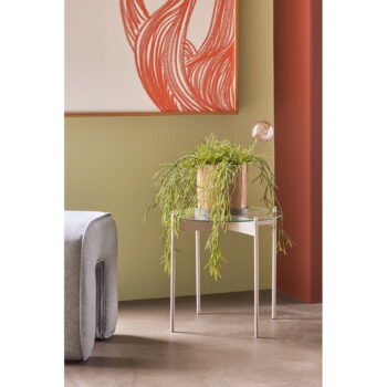Okrúhly odkladací stolík so sklenenou doskou ø 45 cm Beam – Hübsch - Image 6