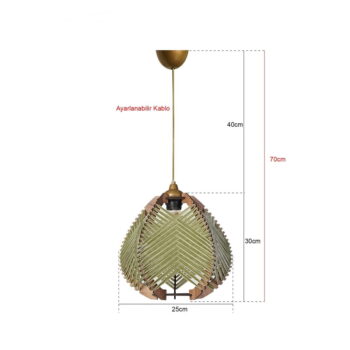 Závesné svietidlo v zeleno-prírodnej farbe s textilným tienidlom ø 25 cm – Opviq lights – Obrázok 3