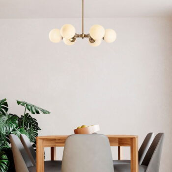 Závesné svietidlo v zlatej farbe so skleneným tienidlom ø 73 cm Akkas – Opviq lights - Image 2