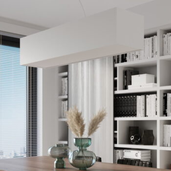 Biele závesné svietidlo so skleneno-textilným tienidlom Gryfin Bis – Nice Lamps - Image 2