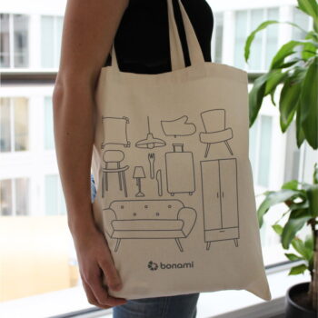 Krémová plátenná taška Bonami – Obrázok 5