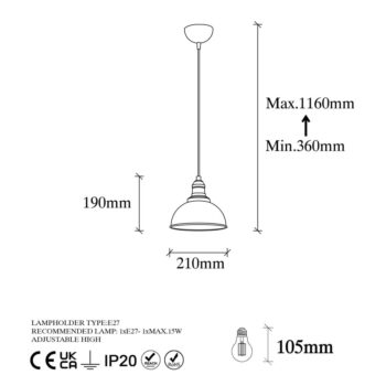 Závesné svietidlo v bronzovej farbe s kovovým tienidlom ø 21 cm Varzan – Opviq lights - Image 7