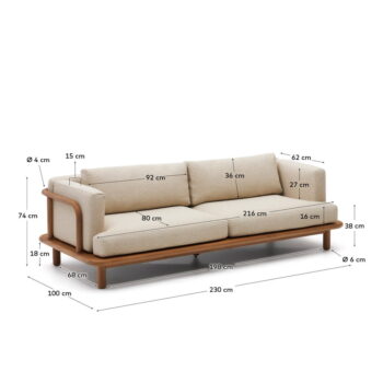 Záhradná pohovka z tíkového dreva v béžovo-prírodnej farbe Turqueta – Kave Home - Image 7