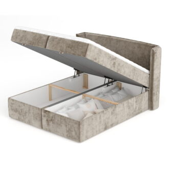 Béžová boxspring posteľ s úložným priestorom 200x200 cm Passion – Maison de Rêve - Image 9