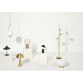 Hnedá stolová lampa so skleneným tienidlom (výška  42 cm) Pirum – Hübsch - Image 4