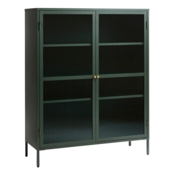 Zelená kovová vitrína Unique Furniture Bronco, výška 140 cm – Obrázok 4