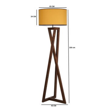 Stojacia lampa v horčicovej a hnedej farbe s textilným tienidlom (výška 149 cm) Maçka – Opviq lights - Image 4