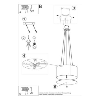 Čierne závesné svietidlo s textilným tienidlom ø 50 cm Volta – Nice Lamps - Image 7