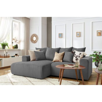 Sivá zamatová rohová pohovka Enjoy – Bobochic Paris - Image 7