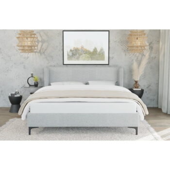 Sivá čalúnená dvojlôžková posteľ s roštom 200x200 cm Basti – Ropez - Image 4