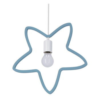 Bielo-svetlomodré závesné svietidlo s textilným tienidlom Single – Candellux Lighting - Image 6