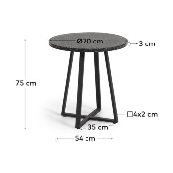 Čierny záhradný stôl s doskou z kameňa Kave Home Tella, ø 70 cm – Obrázok 5