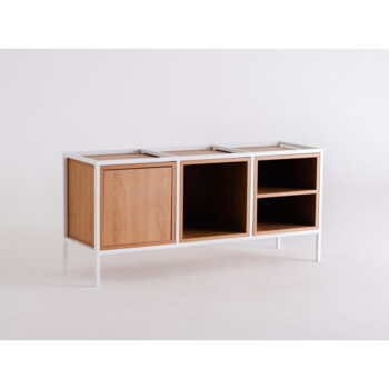 Biela nízka komoda v dekore duba 145x60 cm Skap - CustomForm - Image 3