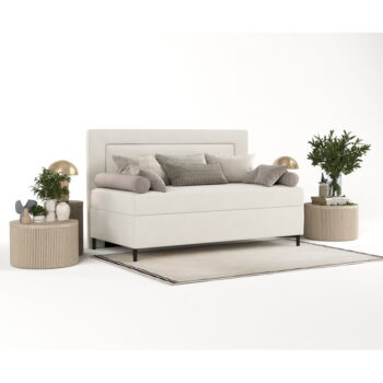 Béžová čalúnená jednolôžková posteľ 80x200 cm Alba – Maison de Rêve - Image 5