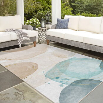 Krémovo-tyrkysový prateľný behúň 80x200 cm Puddle – Mila Home - Image 9