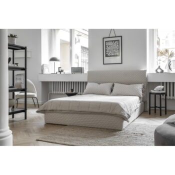Béžová čalúnená dvojlôžková posteľ s úložným priestorom s roštom 140x200 cm Sleepy Luna – Miuform – Obrázok 5