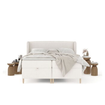 Krémová boxspring posteľ s úložným priestorom 160x200 cm Monpelli – Maison de Rêve - Image 10