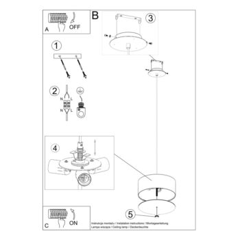 Biele závesné svietidlo s textilným tienidlom ø 30 cm Herra – Nice Lamps - Image 7