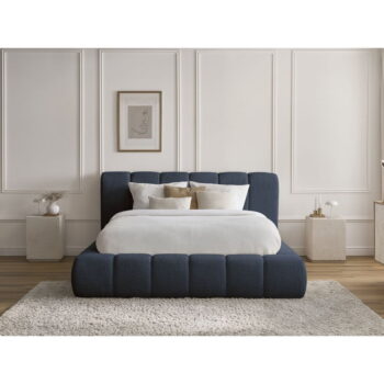 Tmavomodrá čalúnená dvojlôžková posteľ s úložným priestorom s roštom 140x190 cm Denali – Bobochic Paris – Obrázok 9