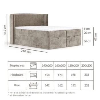 Béžová boxspring posteľ s úložným priestorom 160x200 cm Passion – Maison de Rêve – Obrázok 6