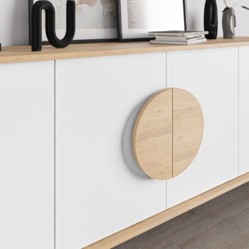 Nízka komoda v dekore duba v bielo-prírodnej farbe 180x82 cm Vae – Marckeric – Obrázok 7