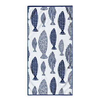 Tmavomodrá plážová osuška 90x180 cm Fish - DecoKing - Image 2