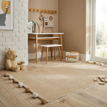 Krémový bavlnený detský koberec 100x150 cm Pom Edge Reversible – Flair Rugs - Image 2
