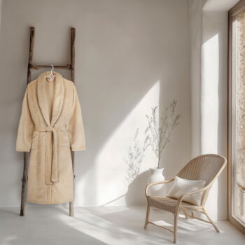 Béžový župan z mikroplyšu veľkosť XL/XXL Polyvelvet – Good Morning - Image 2
