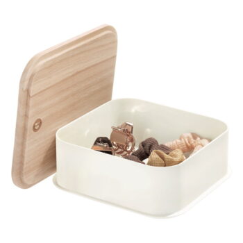 Biely úložný box s vekom z dreva paulownia iDesign Eco, 21,3 x 21,3 cm - Image 3