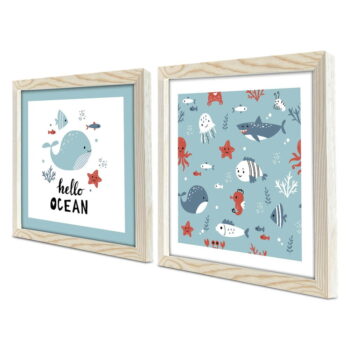 Detské obrázky v súprave 2 ks 33x33 cm Hello Ocean – Wallity - Image 3