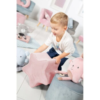 Svetloružový zamatový detský puf Lil Sofa – Roba - Image 2