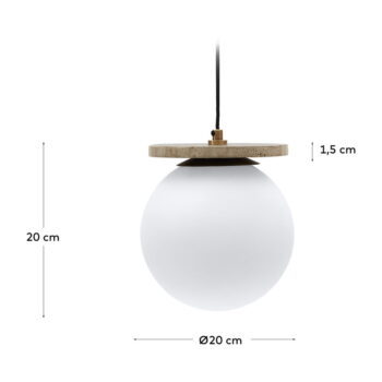 Biele závesné svietidlo so skleneným tienidlom ø 20 cm Malachi – Kave Home - Image 5