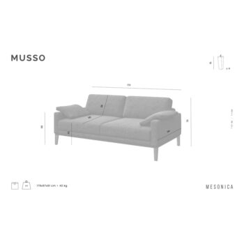 Koňakovohnedá kožená pohovka MESONICA Musso, 173 cm – Obrázok 7